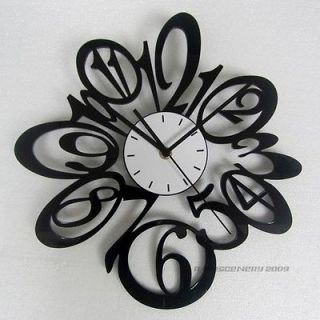 Number Wall Clock Clocks Art Room Home Decor Time Gift Black Color 2 