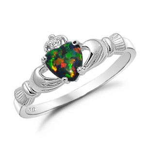 opal claddagh ring in Rings