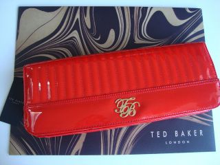 BNWT Ted Baker Quilted Patent Orange Clutch Bag   Gorgeous