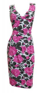 Pink Grey Rose Print Stretch Shift Dress Lorelei Size 10 New