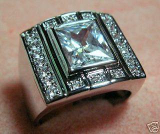 Mens Championship class CZ ring white gold overlay 11
