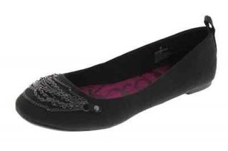 Roxy NEW Claudia Black Chain Embellished Round Toe Ballet Flats Shoes 