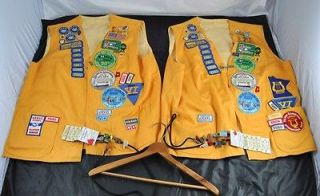 Lot of 2 Vintage Holiday Ramblers Vests Patches Pins Bolo Ties Wood 