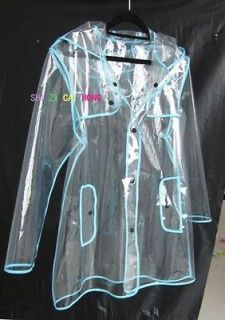   women Mens Girls Boys Rain Coat PVC Transparent Runway Style clear