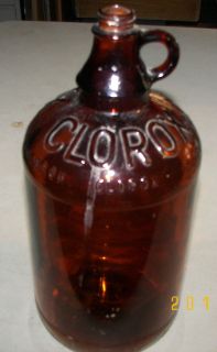 Vintage Clorox Brown Glass Bottle Half Gallon Embossed