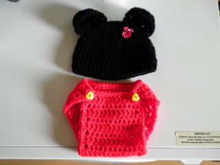 Crochet Newborn Baby Cocoon Accessories ~ Photo Props ~ Minnie Mouse 