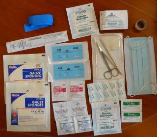 First Aid Kit with 2 Sutures INDATE Emergency Wound Care Survival 