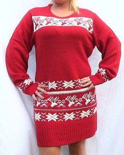 LADIES RED OR BLACK KNEE LONG LENGTH CHRISTMAS JUMPER PULLOVER SZ 10 