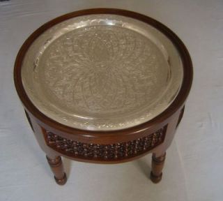 Moroccan Silver Plated 20 Brass Tray Tea Coffee Table