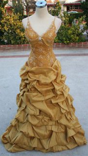 NWT ALYCE DESIGNS $450 Gold Womens Prom Evening Gown 6