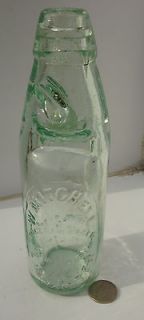   VICTORIAN W.MITCHELL CODDS MARBLE GLASS SODA MINERAL WATER BOTTLE AQUA