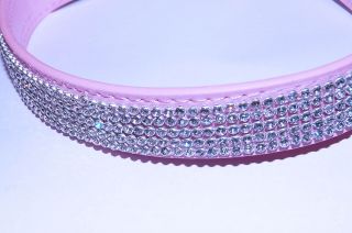 Pink Diamante Dog Collar Leather diamond studded buckle FREE FIRST 