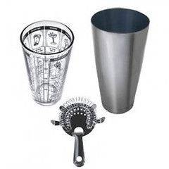 COCKTAIL SHAKER & MIXING GLASS Recipes with STRAINER 4 Prong Flair 