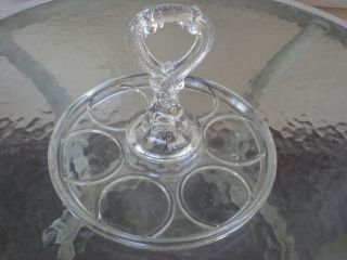 Vintage ~ CRYSTAL ~ TABLE ~ CONDIMENT CADDY ~ GLASS STAND ~ JAM 