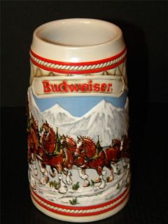 1985 BUDWEISER HOLIDAY STEIN CHRISTMAS SERIES MUG SNOWY MOUNTAINS A 