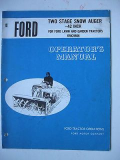 1960s FORD LAWN & GARDEN TRACTOR 42 SNOW THROWER OPERATORS MANUAL
