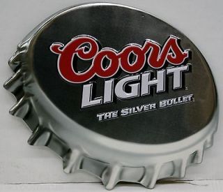 COORS LIGHT BOTTLE CAP SHAPED METAL SIGN THIS IS ALMOST 3 D HEAVY 