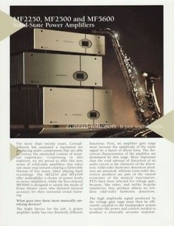Conrad Johnson MF2250,MF2500, MF5600 Amplifier Brochure