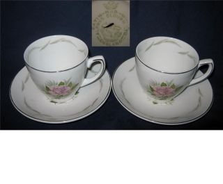 GRINDLEY 2 TEA CUPS & SAUCERS SATIN WHITE BY W.H GRINDLEY & Co Ltd 