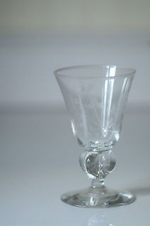   Crystal Glasses 8 Etched Flower and Vine Cut Glass Stemware Short Stem