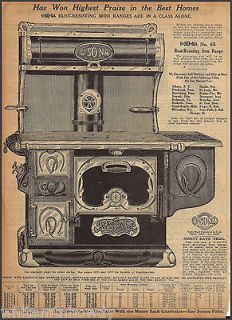 1915 U SO NA Wood Cooking Cook Stove Antique Kitchen Range AD