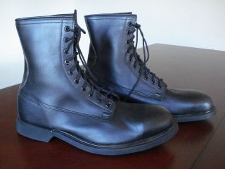 Vintage NOS 1994 Unworn Safety Steel Toe Combat Mens Black Leather 