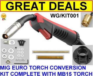 MIG WELDING EURO TORCH CONVERSION KIT & MB15 X 4M TORCH