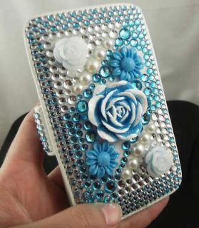 Hot 3D Rose Bling Crystal Flip leather Cover Case for iPod Touch 4 4G 