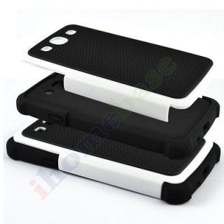 Cool White/Black Dual Layer Hybrid Hard Case for Samsung Galaxy S3 S 3 