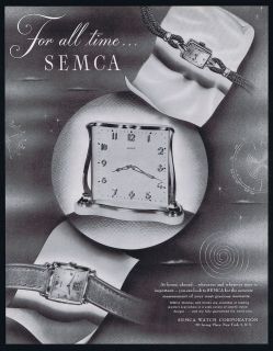 1947 Semca Watch Corp Mens Womens Clock Magazine Print Ad