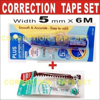 mm PLUS Whiper Mr Correction Tape set Refillable Refill white mini 