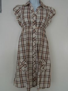 Sundresses by Taylor Swift Cream Plaid Button Down Dress Size S