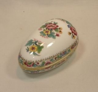 COALPORT English Porcelain MING ROSE Egg Shaped Trinket BOX