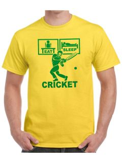 Eat Sleep Cricket T Shirt with gloves ball shoes helmet bat with 