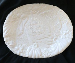 Thanksgiving White Ceramic Platter Give Thanks to the Lord 