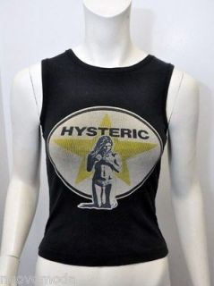 Vintage Womens HYSTERIC GLAMOUR Graphics Black Babydoll Tank Top Shirt 