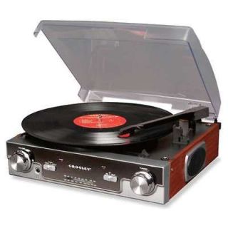 CROSLEY TECH TURNTABLE RECORD PLAYER w/ iPOD/ PLAYER INPUT+AM/FM 