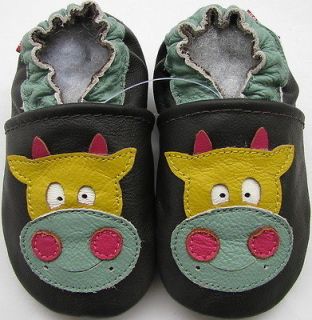 carozoo cow dark brown 12 18m C2 soft sole leather baby shoes