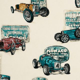 COTTON HEAVY CRAFT FABRIC VINTAGE ANTIQUE CARS NATURAL