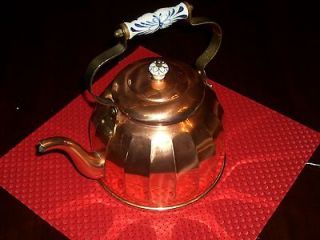 Vintage Copper Tea Pot Unique Kettle Design Made in Portugal Nice 