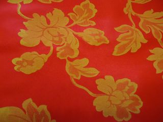 RED & YELLOW GOLD LOTUS SCREEN PRINT FABRIC WIDTH 44 END OF BOLT