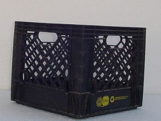 Vintage MILK CRATE black plastic dairy carrier storage tote
