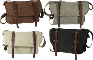   Canvas & Leather Explorer Courier Shoulder Bag w/ Leather Accents