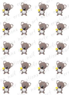   KOALA BEAR WATER SLIDE NAIL ART DECALS  GREAT FOR KIDS OR ADULTS NAILS