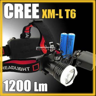 CREE XM L T6 LED 1200 Lum Rechargeable Headlamp Headlight AAA 18650 