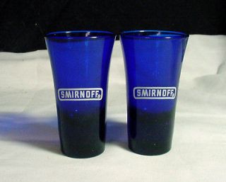 SMIRNOFF ~ COBALT BLUE ~ SHOT GLASS x 2 ~ TWO Glasses +  