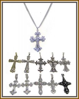 CROSS NECKLACES Bling Crystal Rhinestone WHOLESALE LOT FASHION JEWELRY 