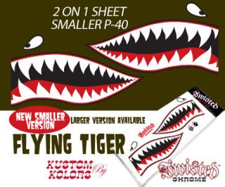 SMALL P 40 FLYING TIGER SHARK 2/1 SHEET 3 COLOR DECAL
