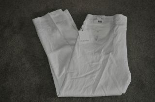 NWT Mens $125 CALVIN KLEIN White Linen Size 38 x 30 Dress Pants Flat 
