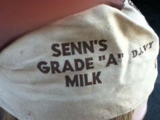 VIntage Davy Crockett Skull Cap Hat Senns Dairy Grade A Milk Original